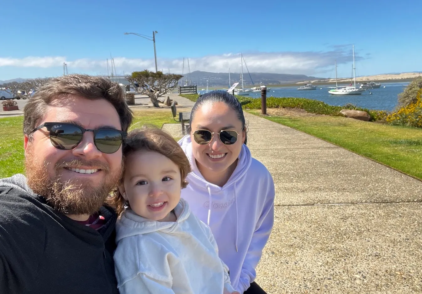 Michael Rios with his wife and child